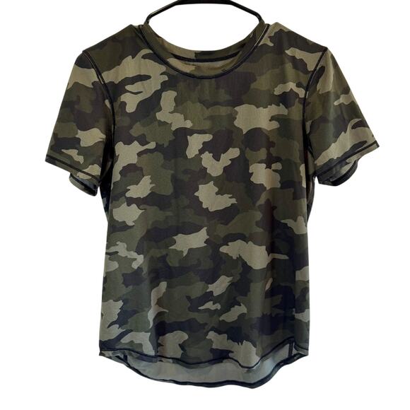 Lululemon High-Neck Running and Training T-Shirt Heritage 365 Camo Olive Multi - Picture 4 of 6